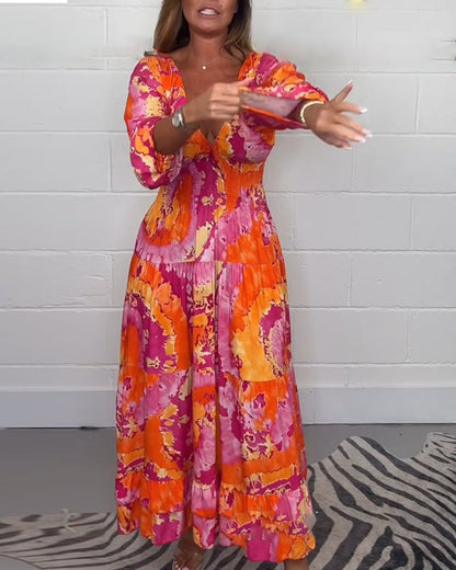 Élodie™ | Robe Longue Colorée à Décolleté en V Profond