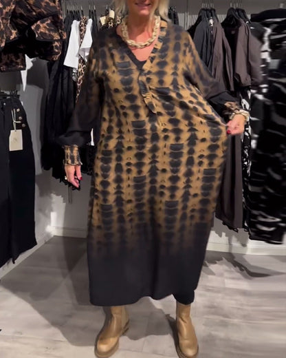 Lisette™ | Robe avec décolleté en V et manches longues en dégradé de couleurs