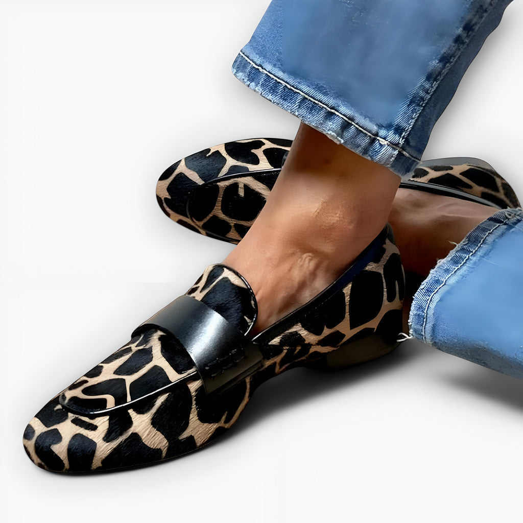Alessia™ | Mocassins Léopard avec Contraste Élégant