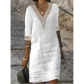 Isabeau™ | Robe midi à col en V et dentelle contrastante