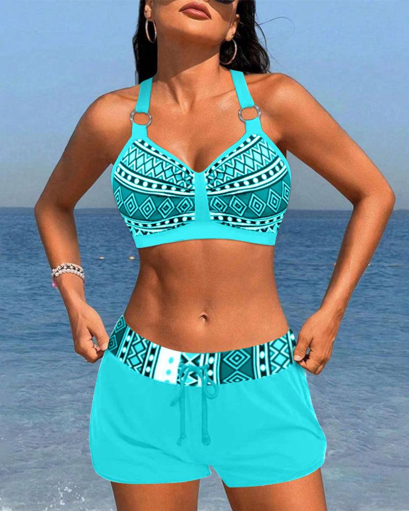 Keyla™ | Bikini taille haute avec imprimé géométrique