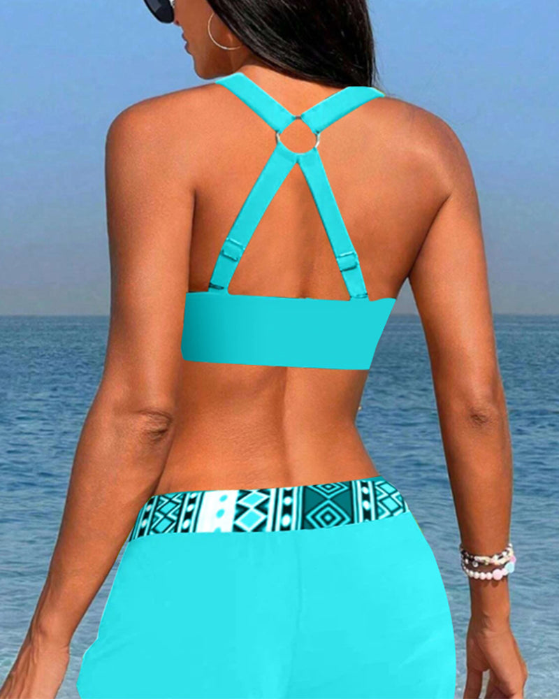 Keyla™ | Bikini taille haute avec imprimé géométrique