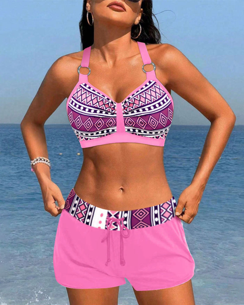 Keyla™ | Bikini taille haute avec imprimé géométrique
