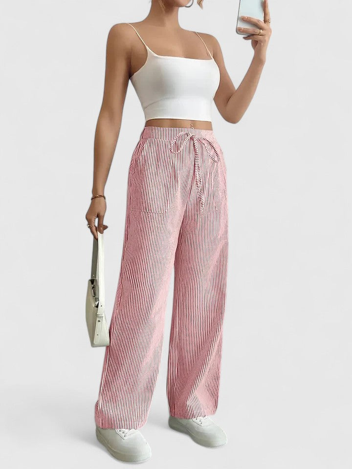 Nicole™ | Pantalon large rayé