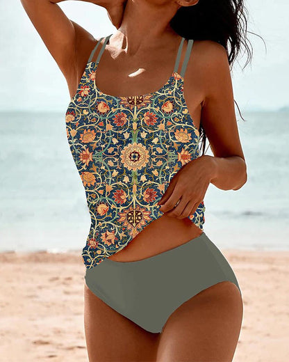 Laluna™ | Tankini imprimé à double bande