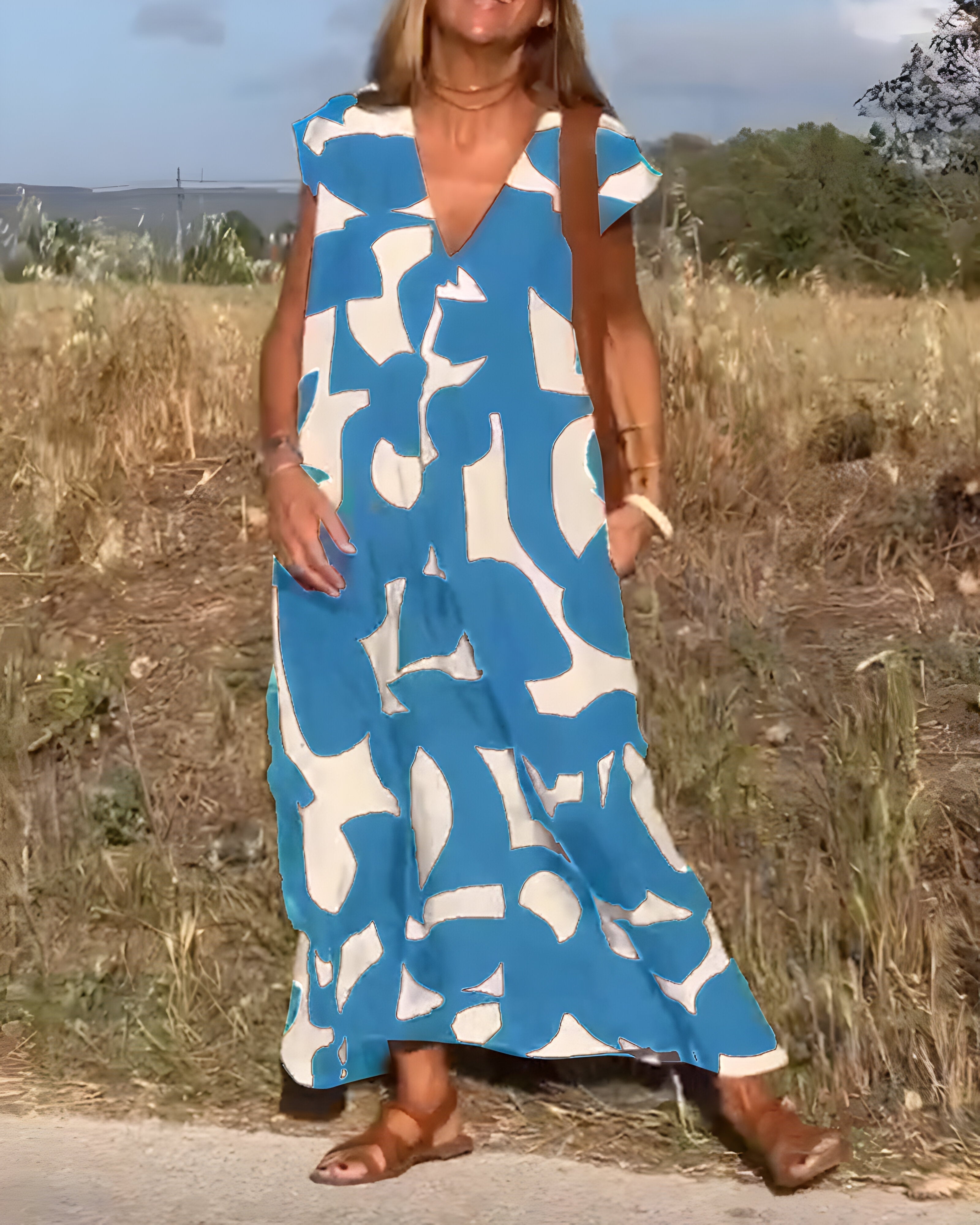 Jacqueline™ | Robe à Imprimé et Décolleté en V