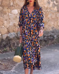 Sylvie™ | Robe Rétro Imprimée à Col en V