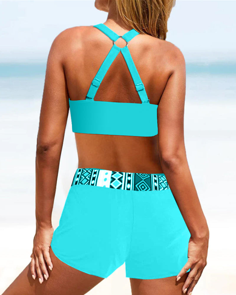 Keyla™ | Bikini taille haute avec imprimé géométrique