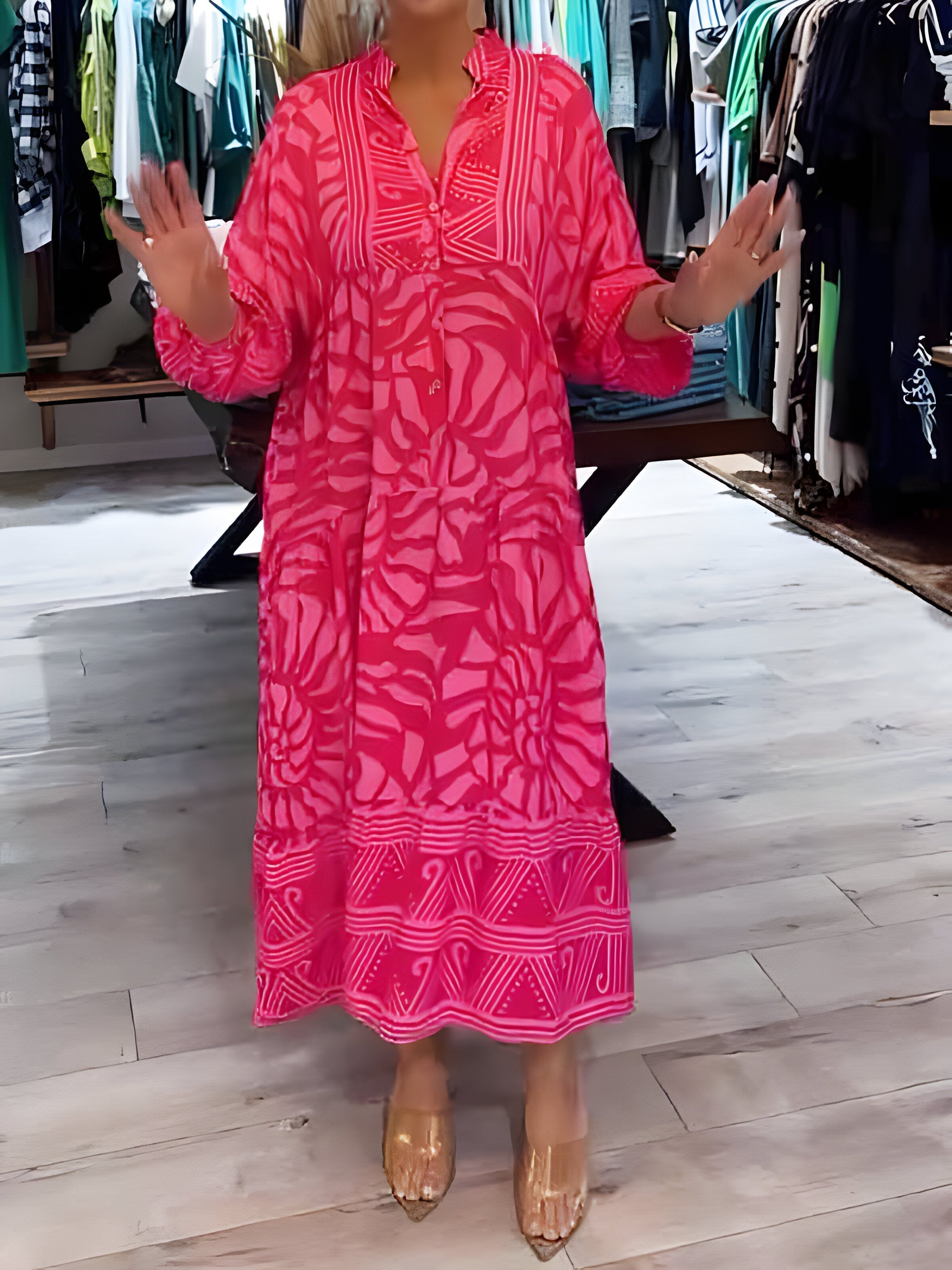 Adéle™ | Robe Élégante à Imprimé & Décolleté en V
