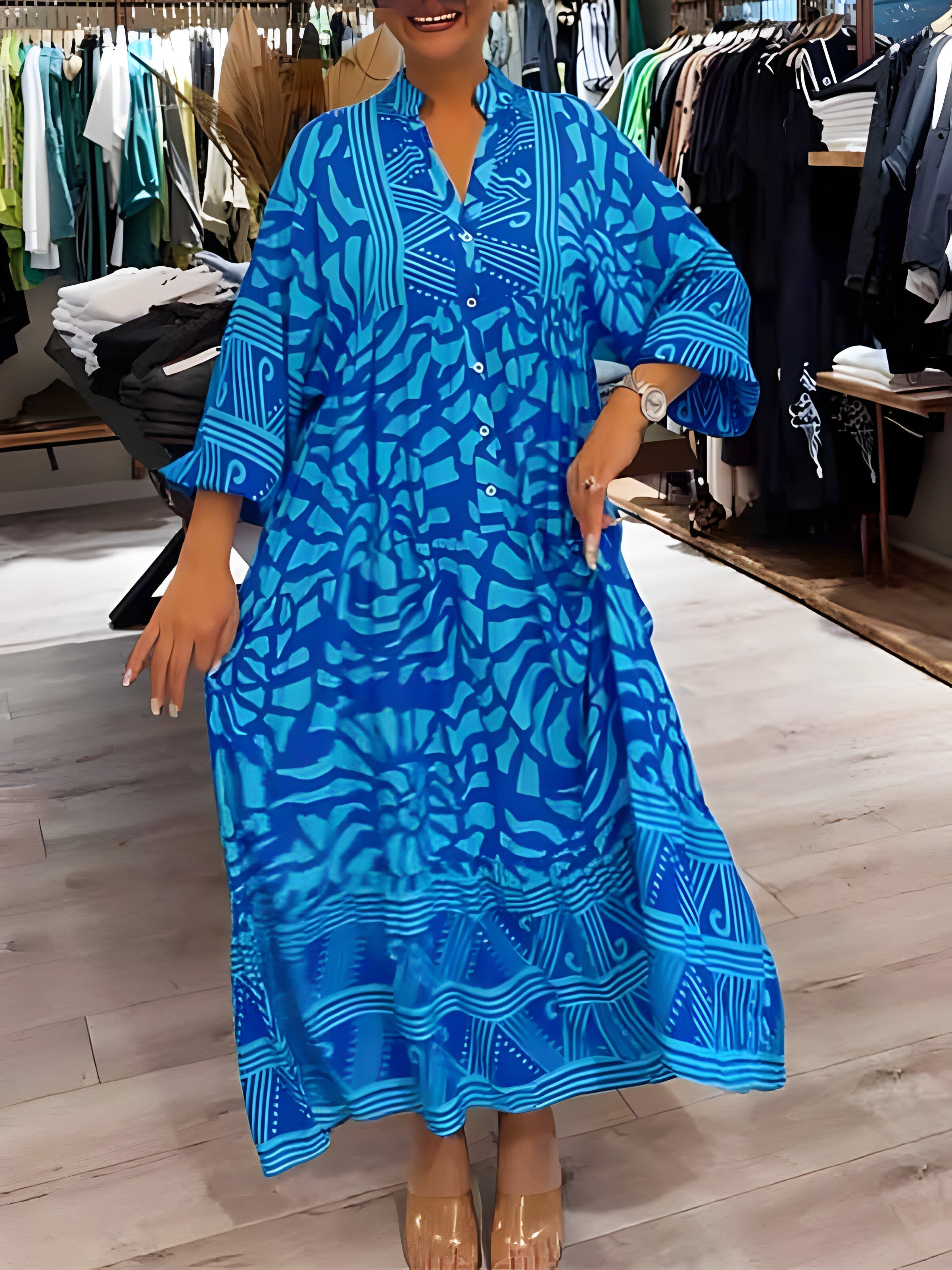 Adéle™ | Robe Élégante à Imprimé & Décolleté en V