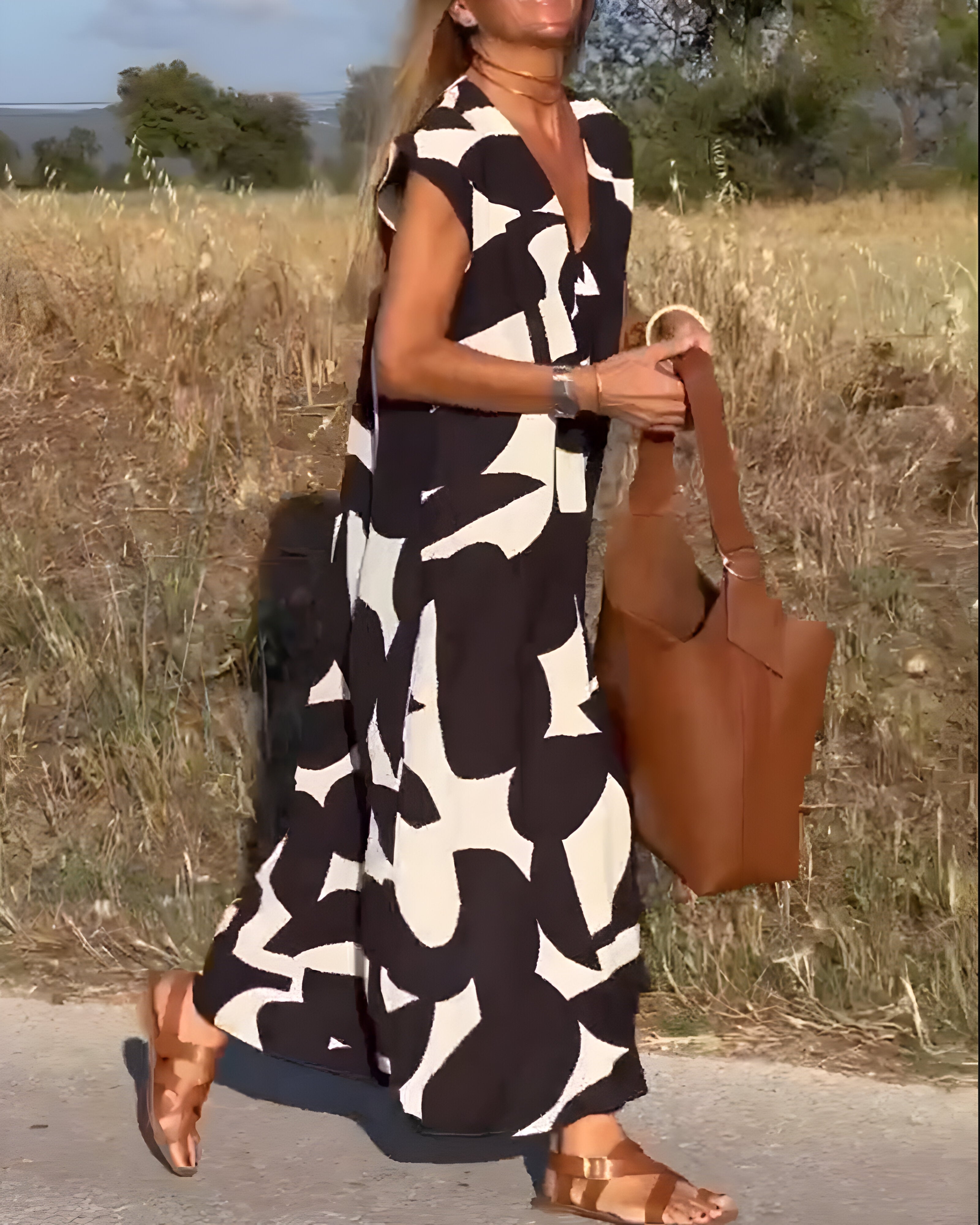 Jacqueline™ | Robe à Imprimé et Décolleté en V