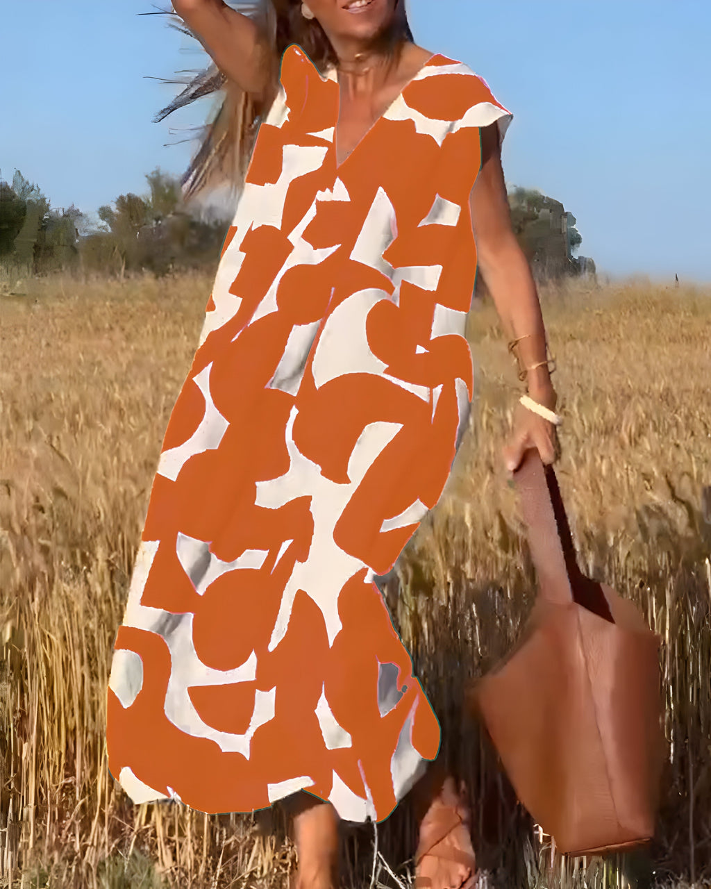 Jacqueline™ | Robe à Imprimé et Décolleté en V