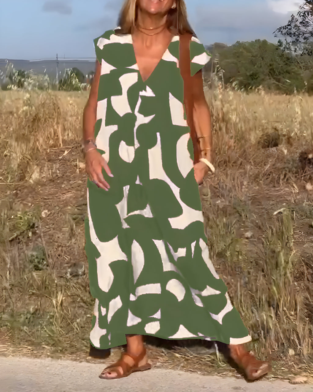 Jacqueline™ | Robe à Imprimé et Décolleté en V
