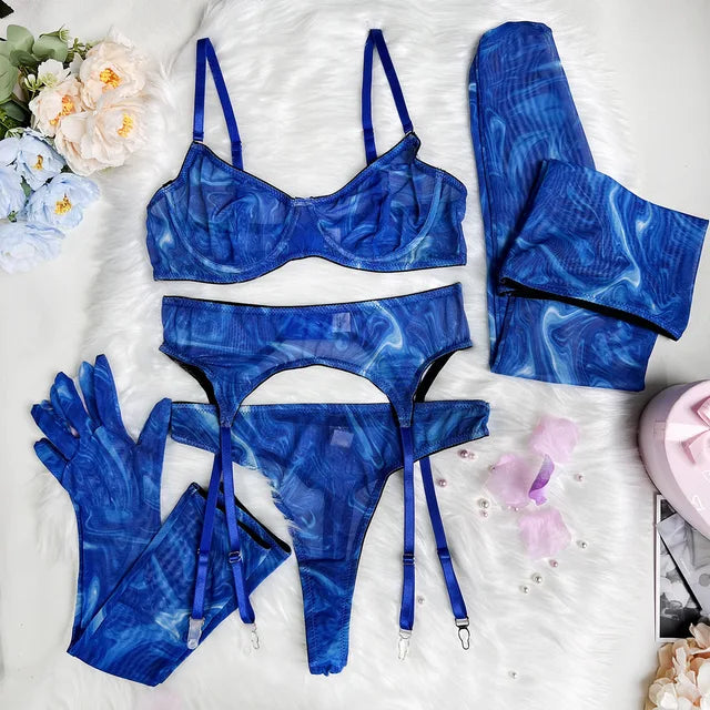 Amanda™ | Ensemble de lingerie tie-dye complet en 5 pièces
