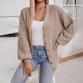 Eva™ | Gilet Tricoté Oversized avec Col en V et Boutons