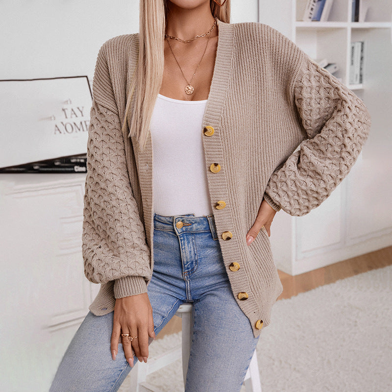 Eva™ | Gilet Tricoté Oversized avec Col en V et Boutons