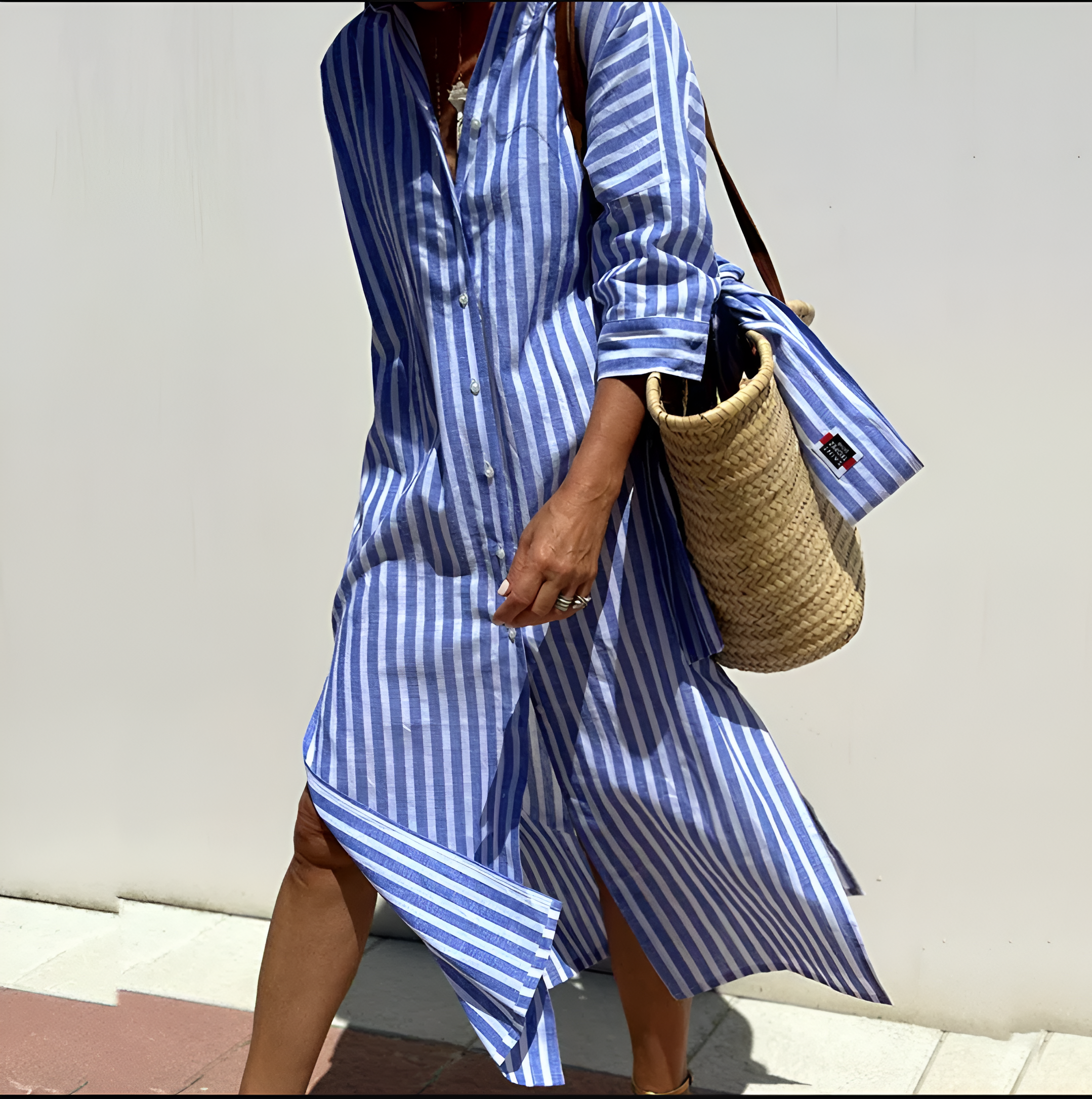 Céleste™ | Élégante Robe Chemise à Rayures