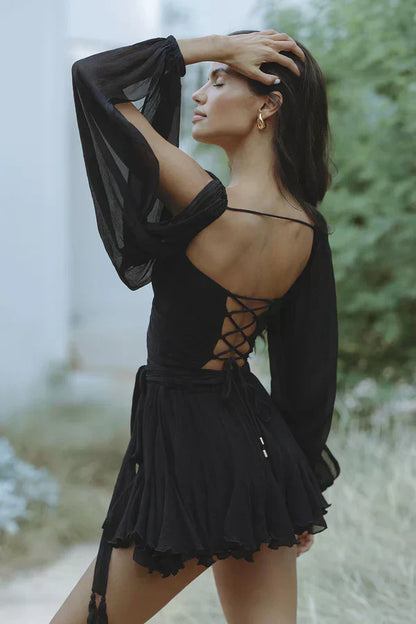 Brigitte™ | Robe fluide à manches en voile