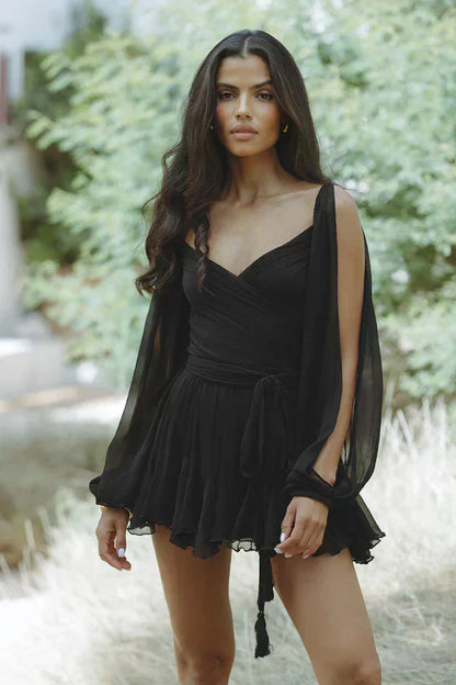 Brigitte™ | Robe fluide à manches en voile