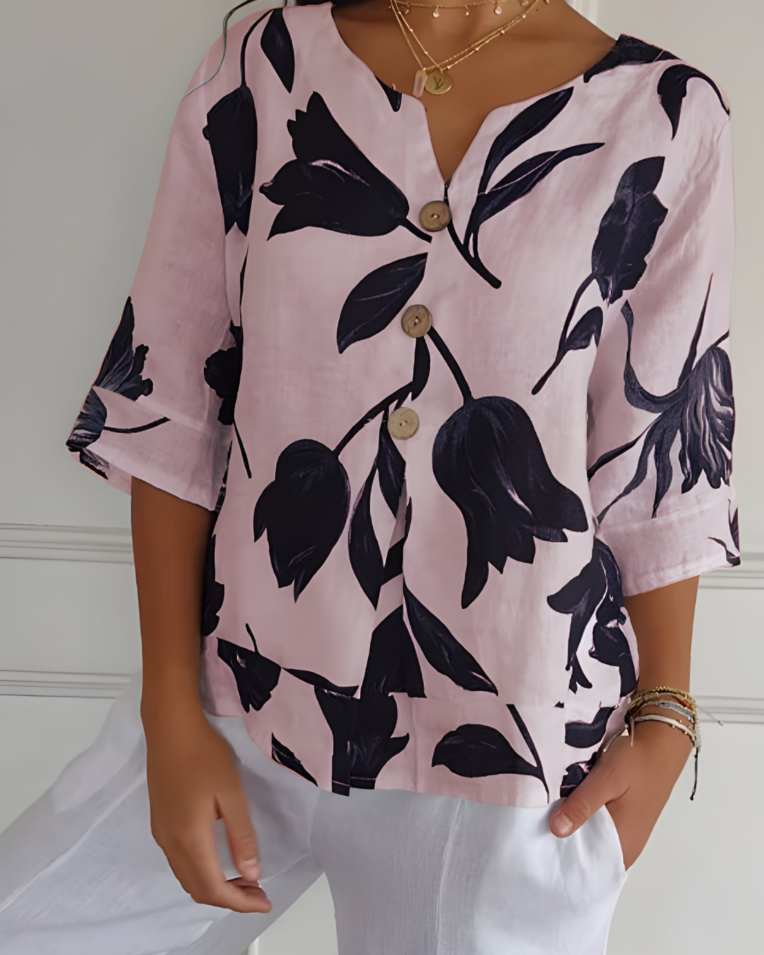 Léana™ | Blouse De Printemps à col en V