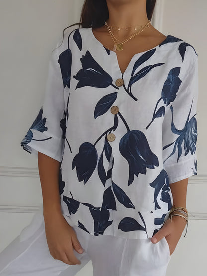 Léana™ | Blouse De Printemps à col en V