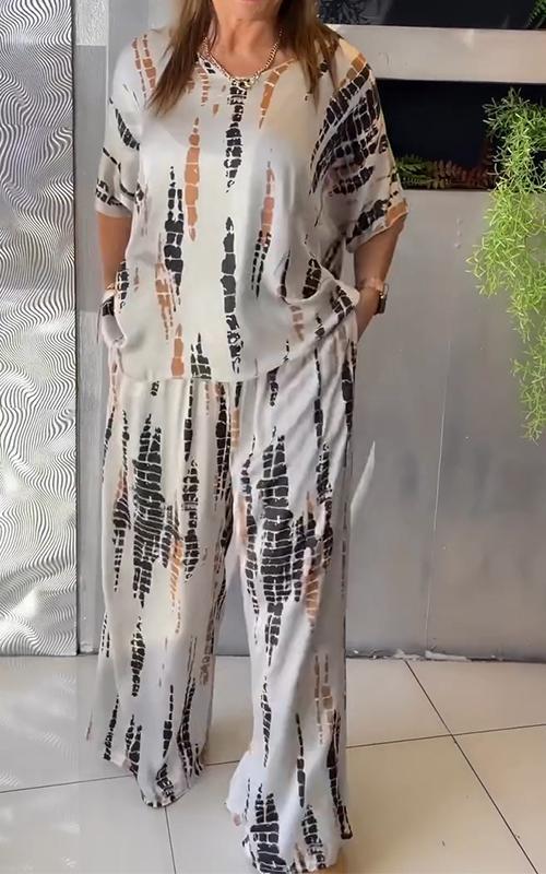 Fiera™ | Ensemble décontracté en satin à col rond