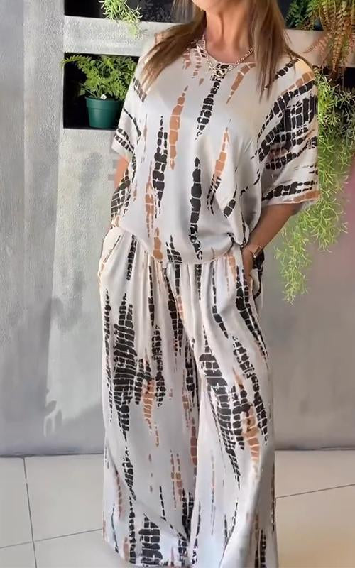 Fiera™ | Ensemble décontracté en satin à col rond