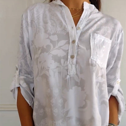 Carla™  | Blouse Imprimée à Manches Roulables