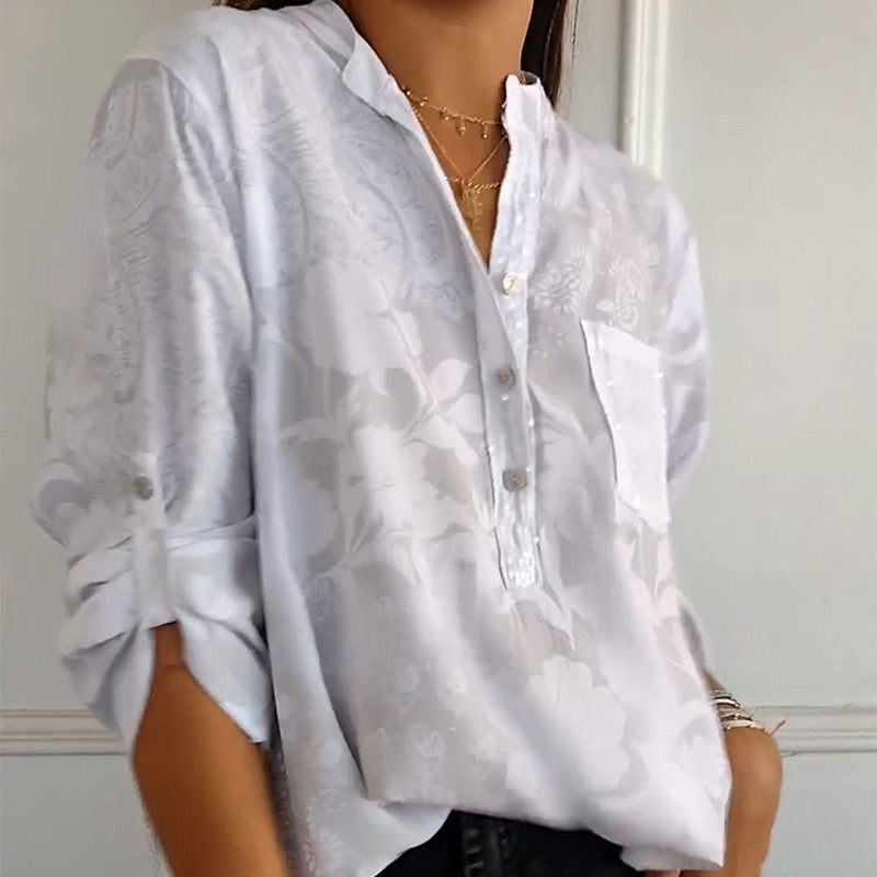 Carla™  | Blouse Imprimée à Manches Roulables
