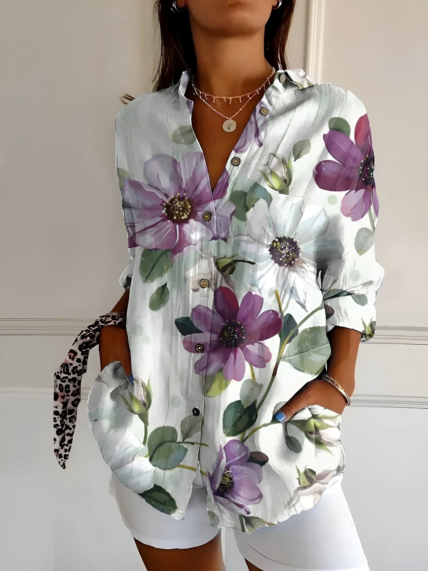 Malou™ | Blouse à fleurs avec Boutons
